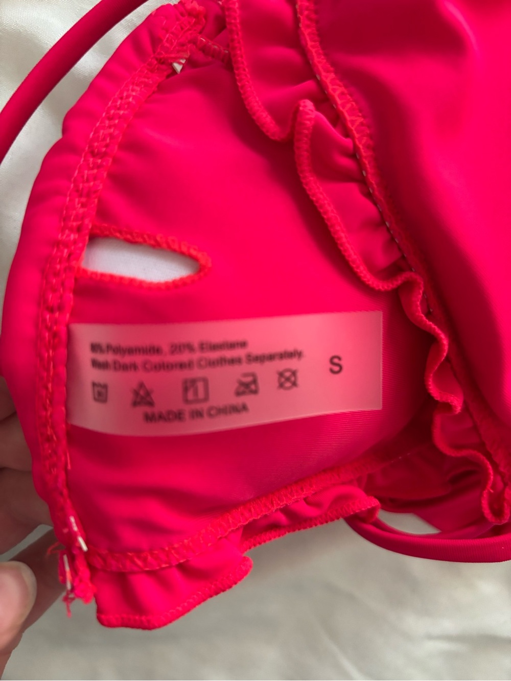 SHEIN Hot Pink Ruffle Triangle Bikini Set - Picture 2 of 2